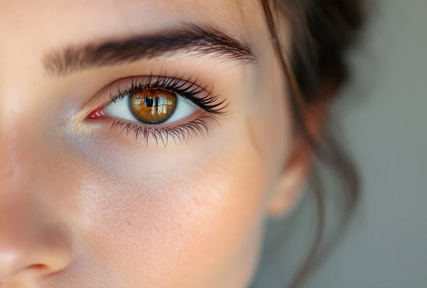 Gros plan œil sensible avec cernes légers — soin contour des yeux peau sensible CAMENYS