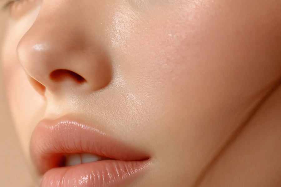 Gros plan sur une peau apaisée au grain lisse, lumière naturelle chaude — CAMENYS