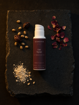 Rituel Pur — Nettoyant Huile-to-Lait Peaux Sensibles — ingrédients flat lay — CAMENYS