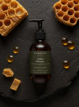 Ambre Précieux Crème Mains — ingrédients flat lay — CAMENYS