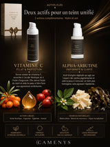 Actifs clés du coffret Duo Teint Unifié CAMENYS — vitamine C et alpha-arbutine