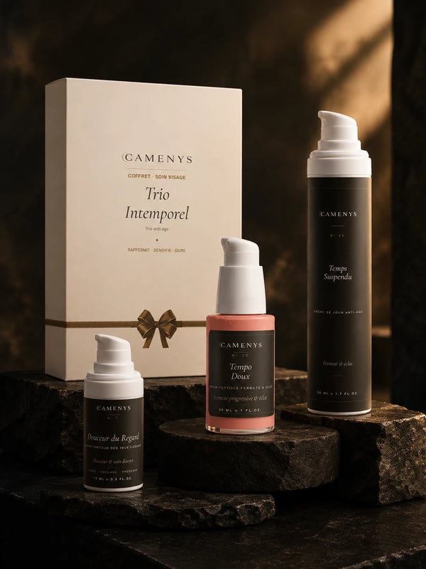 Coffret Trio Intemporel CAMENYS — crème de jour anti-âge, sérum peptides et contour des yeux lissant