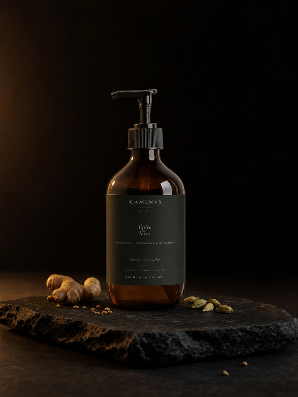 Épices Dorées — Gel Lavant Certifié Naturel Cardamome & Gingembre CAMENYS — Packshot officiel