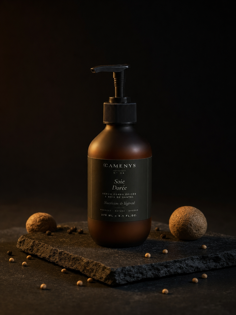 Soie Dorée — Sérum Corps Épices & Bois de Santal