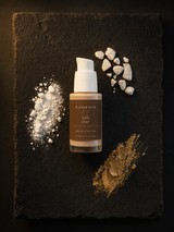 Voile Doré — Crème Solaire Teintée SPF30 — ingrédients flat lay — CAMENYS