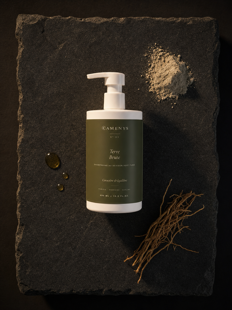 Terre Brute — Shampooing Boisé Brillance — application