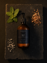 Rituel Double — Nettoyant 2-en-1 Cheveux & Corps (Homme) — ingrédients flat lay — CAMENYS