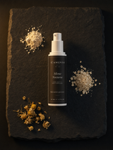 Silence Nocturne — Crème de nuit pour peaux sensibles, sans parfum — ingrédients flat lay — CAMENYS