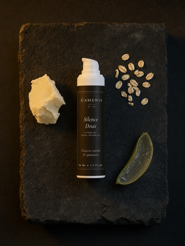 Silence doux - Crème hydratante pour peaux sensibles, sans parfum — application