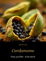 Épices Dorées — Gel Lavant Certifié Naturel Cardamome & Gingembre CAMENYS — Cardamome : Peau purifiée · éclat épicé