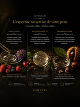 Actifs clés du Coffret Boost Sérum CAMENYS — bakuchiol, hexapeptide-11, marron d'Inde
