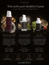 Actifs clés du coffret Rituel Source CAMENYS — esters de saccharose, acide hyaluronique et aloe vera